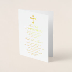 Carte Dorée Glam Real Gold Foil Girl première communion sainte