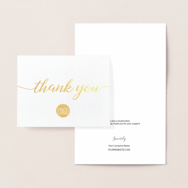 Carte Dorée Gold Black Business Elegant small thank you (Affichage)