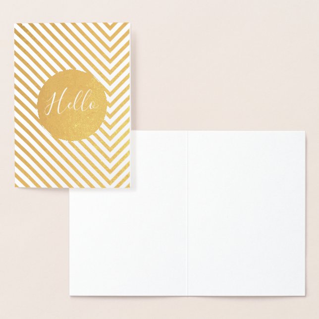 Carte Dorée Gold Chevron Hello (Affichage)