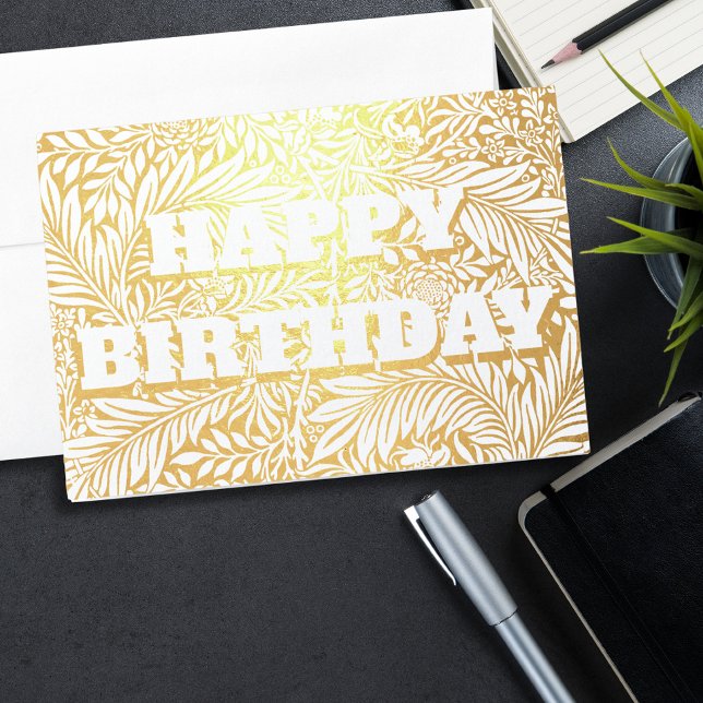 Carte Dorée Gold Foil Botanical Joyeux anniversaire (Créateur téléchargé)