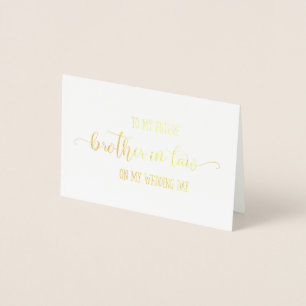 Carte Dorée Gold Foil Brother en droit Mariage Jour Merci