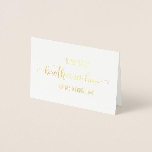 Carte Dorée Gold Foil Brother en droit Mariage Jour Merci (Devant)
