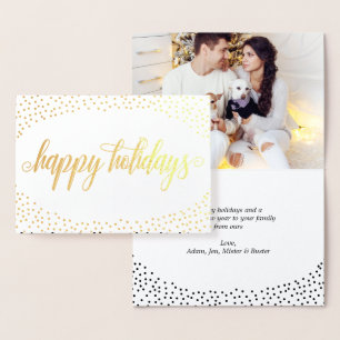 Carte Dorée Gold Foil Confetti - Happy Holidays Photo