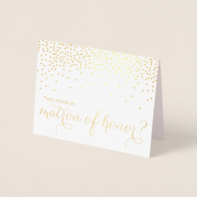 Carte Dorée Gold Foil Confetti Serez-vous mon chef d'honneur (Devant)