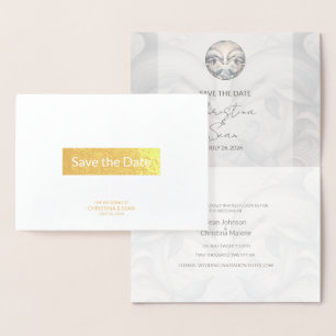 Carte Dorée Gold Foil Dolphin Wedding Enregistrer la date