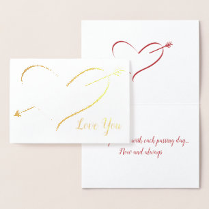 Carte Dorée Gold Foil Heart "I Love You" Valentine Card