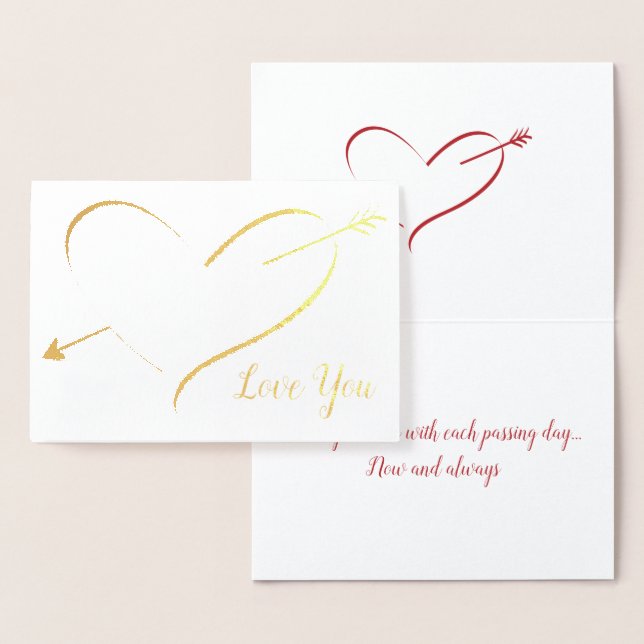 Carte Dorée Gold Foil Heart "I Love You" Valentine Card (Affichage)