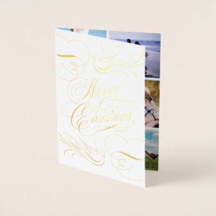 Carte Dorée Gold Foil Joyeux Noël Calligraphie Doses Photo