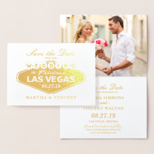 Carte Dorée Gold Foil Las Vegas Signer mariage Enregistrer la 