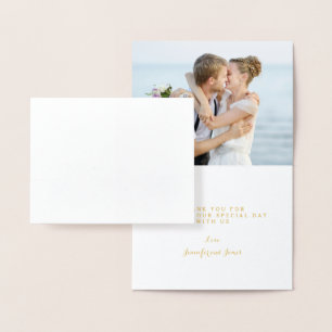 Carte Dorée Gold Foil Mahalo Script Mariage photo
