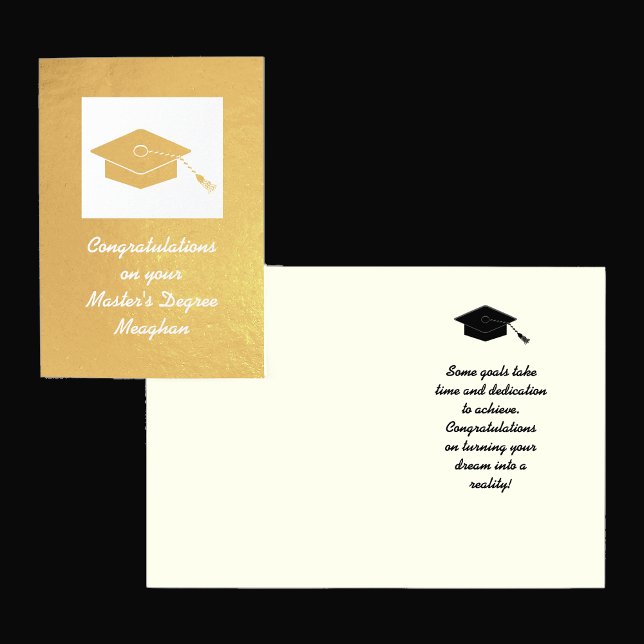 Carte Dorée Gold Foil Master's Graduation Card (Créateur téléchargé)