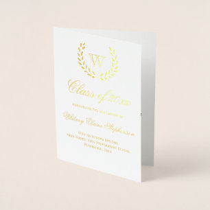 Carte Dorée Gold Foil Monogramme Photo College Graduation