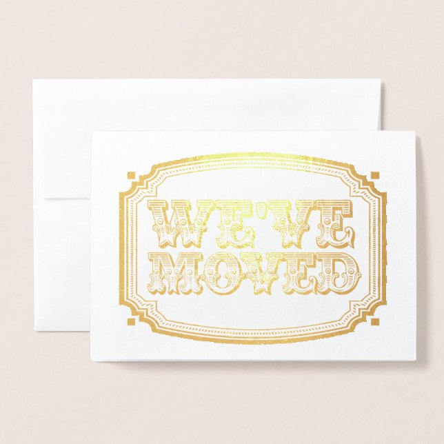 Carte Dorée Gold Foil Nouvelle adresse Moving House Home (Devant avec enveloppe)