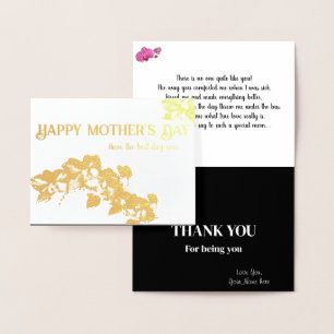 Carte Dorée Gold Foil Orchid Fête des mères avec salutation im