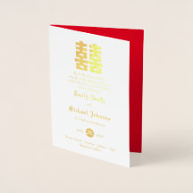 Gold FOIL PHOTO Chinois Mariage du bonheur Rouge