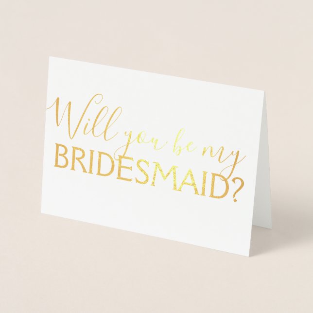 Carte Dorée Gold Foil Script Serez-Vous Ma Femme D'Accueil ? (Devant)