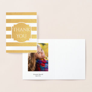 Carte Dorée Gold Foil Stripes Graduation Merci photo