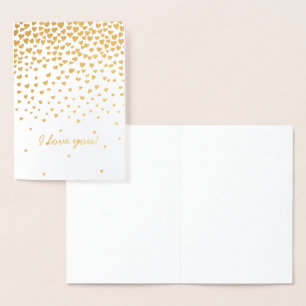 Carte Dorée Gold Hearts Je t'aime