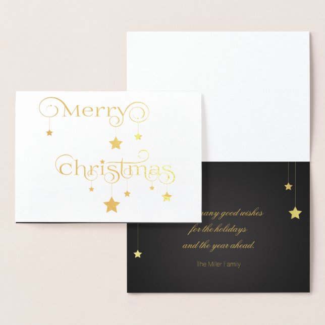 Carte Dorée Gold Joyeux Noël étoiles (Affichage)