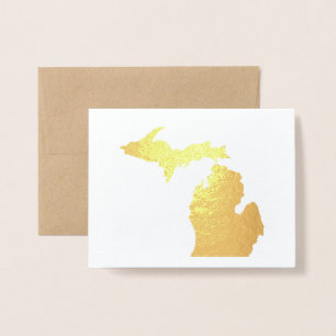 Carte Dorée Gold ou Silver Michigan State Map et Seagull