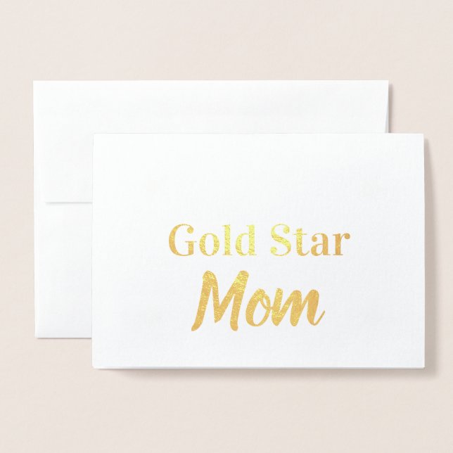 Carte Dorée Gold Star Maman Joyeux Fête des Mères Or (Devant avec enveloppe)