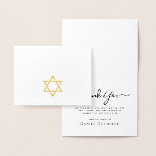 Carte Dorée Gold Star of David real foil sympathy thank you