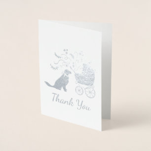 Carte Dorée Golden Retriever Baby shower chien bleu garçon