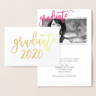 Carte Dorée GRAD PARTY 2020 - écriture minimliste moderne