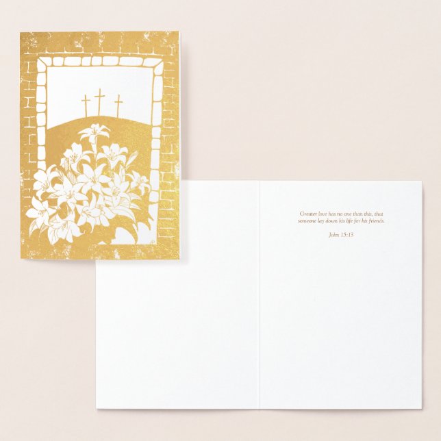 Carte Dorée "Grand Amour" Pâques saluant Jean 15:13 (Affichage)