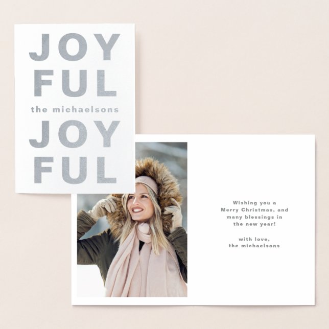 Carte Dorée Grande typographie joyeux avec Noël photo (Affichage)