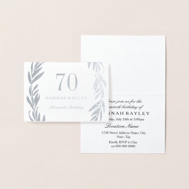 Carte Dorée Guirlande de feuille d'argent 70e anniversaire Inv (Affichage)