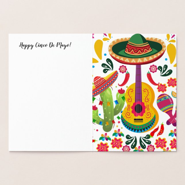 Carte Dorée Guitare Cinco De Mayo (Intérieur)