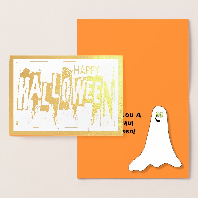 Carte Dorée Halloween élégant abstrait BOO-tiful Joyeux Hallow (Affichage)