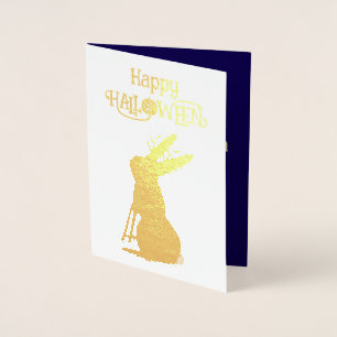 Carte Dorée Halloween Jackalope Trace ou traitement personnali