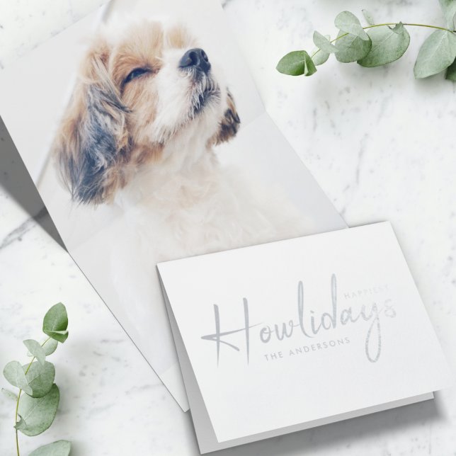Carte Dorée Happest Howlidays | Mini-Noël photo chien (Créateur téléchargé)