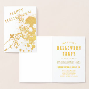 Carte Dorée Happy Halloween HiFi Skeleton