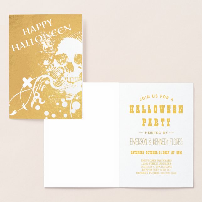 Carte Dorée Happy Halloween HiFi Skeleton Gold Foil (Affichage)