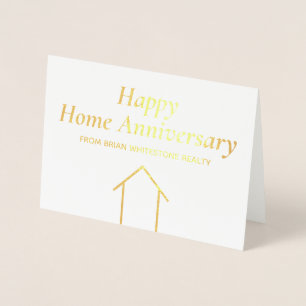 Carte Dorée Happy Home Anniversaire Élégant or immobilier