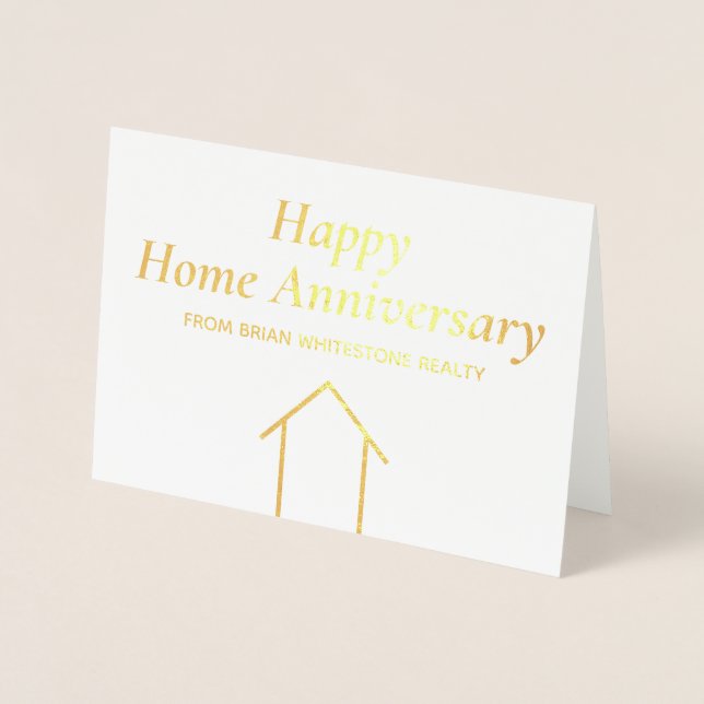 Carte Dorée Happy Home Anniversaire Élégant or immobilier (Devant)