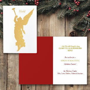 Carte Dorée Hark the Herald Angel Christmas Gold Foil Card