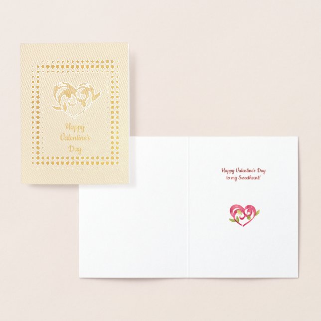 Carte Dorée Heureuse Sainte-Valentin personnalisable (Affichage)