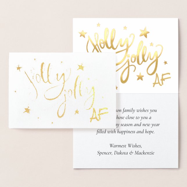 Carte Dorée Holly Jolly AF | Shiny Gold Faux Foil Script (Affichage)
