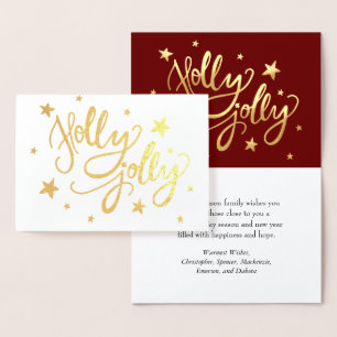 Carte Dorée Holly Jolly Élégant script de faux or
