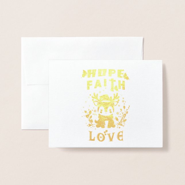 Carte Dorée Hope Faith Love (Devant avec enveloppe)