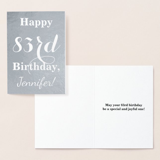 Carte Dorée Huile d'argent de base "HAPPY 83rd BIRTHDAY" + Nom (Affichage)