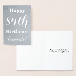 Carte Dorée Huile d'argent de base "HAPPY 84th BIRTHDAY" + Nom