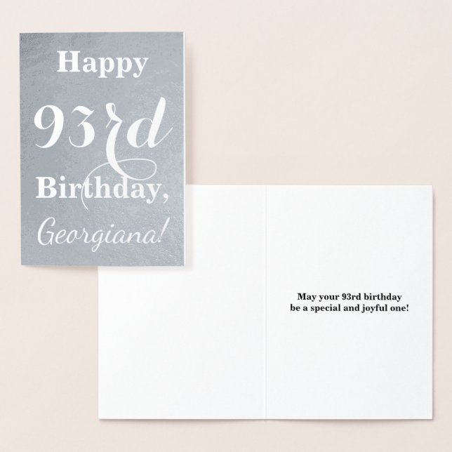 Carte Dorée Huile d'argent de base "HAPPY 93rd BIRTHDAY" + Nom (Affichage)