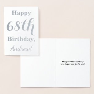 Carte Dorée Huile d'argent simple "HAPPY 68th BIRTHDAY" + Nom