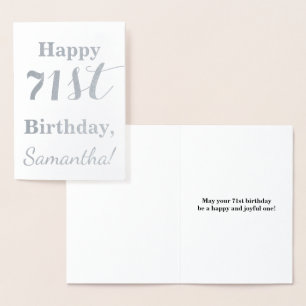 Carte Dorée Huile d'argent simple "HAPPY 71st BANTHDAY" + Nom