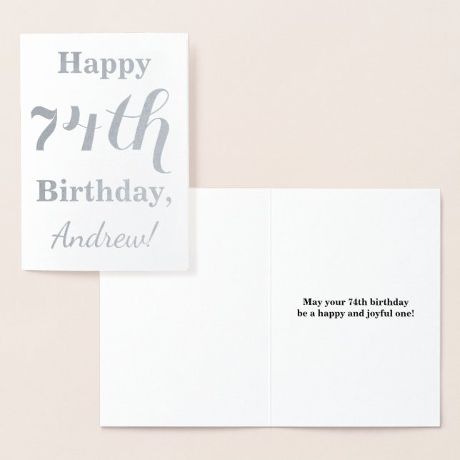 Carte Dorée Huile d'argent simple "HAPPY 74th BIRTHDAY" + Nom (Affichage)